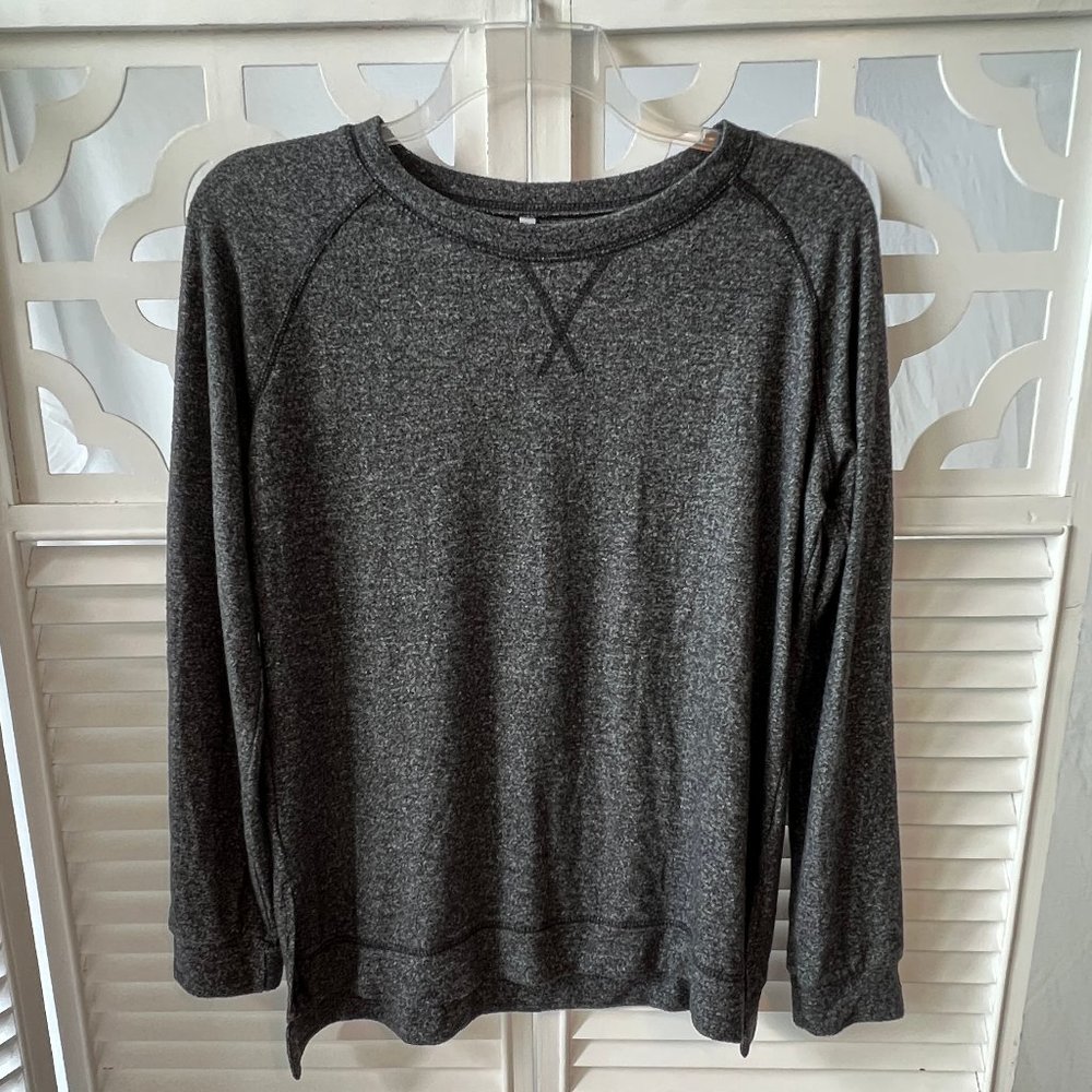 Lightweight Sweater, Pullover, Heather Gray, Cotton Blend, Size Large, LN